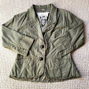 Nick & Mo Cropped Utility Blazer Army Green Clip Dot Women's Small